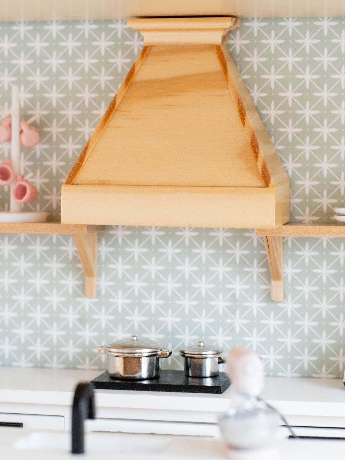 Dollhouse Farm Style Oven Range Hood | Natural Wood
