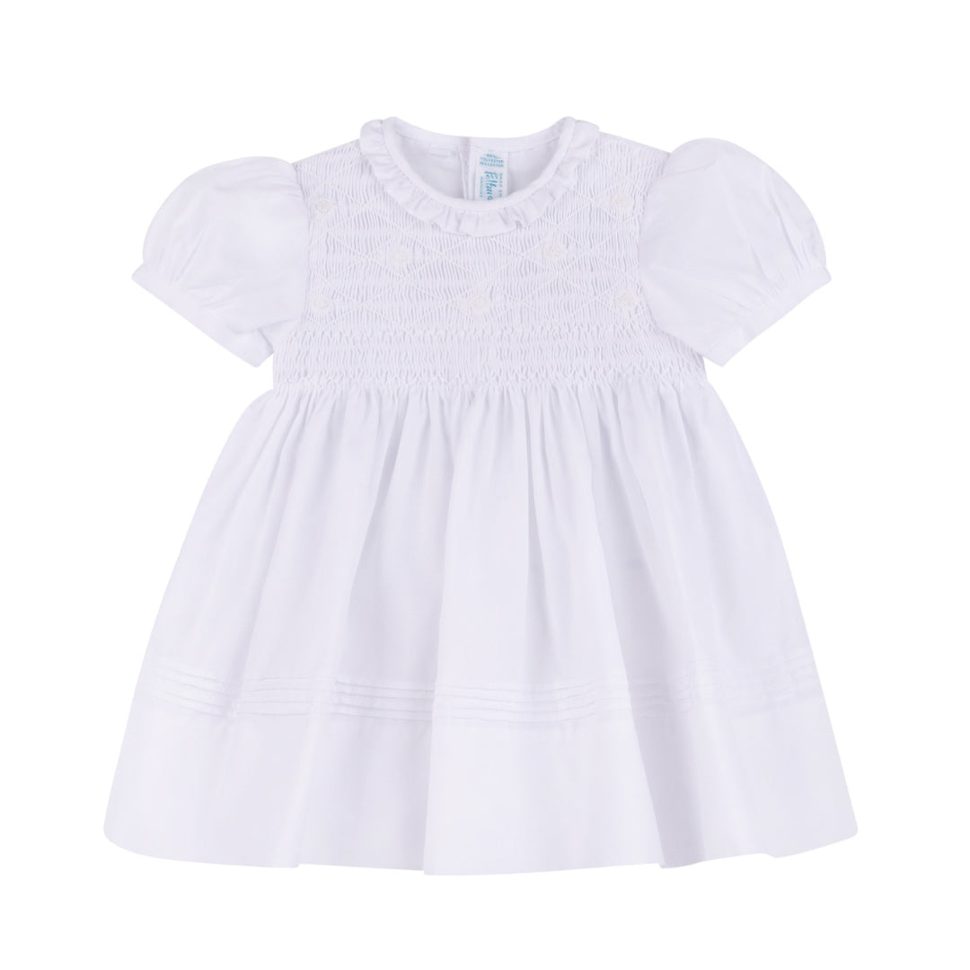 White Floral Smocked Dress
