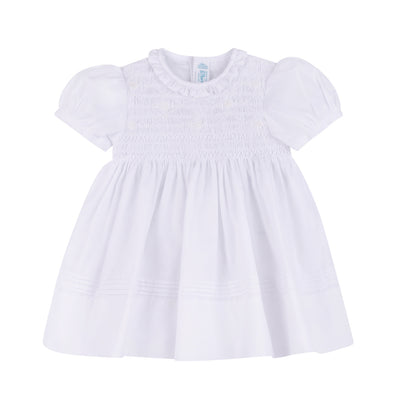 White Floral Smocked Dress