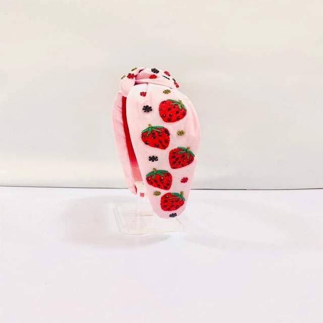 Strawberry Beaded Headband