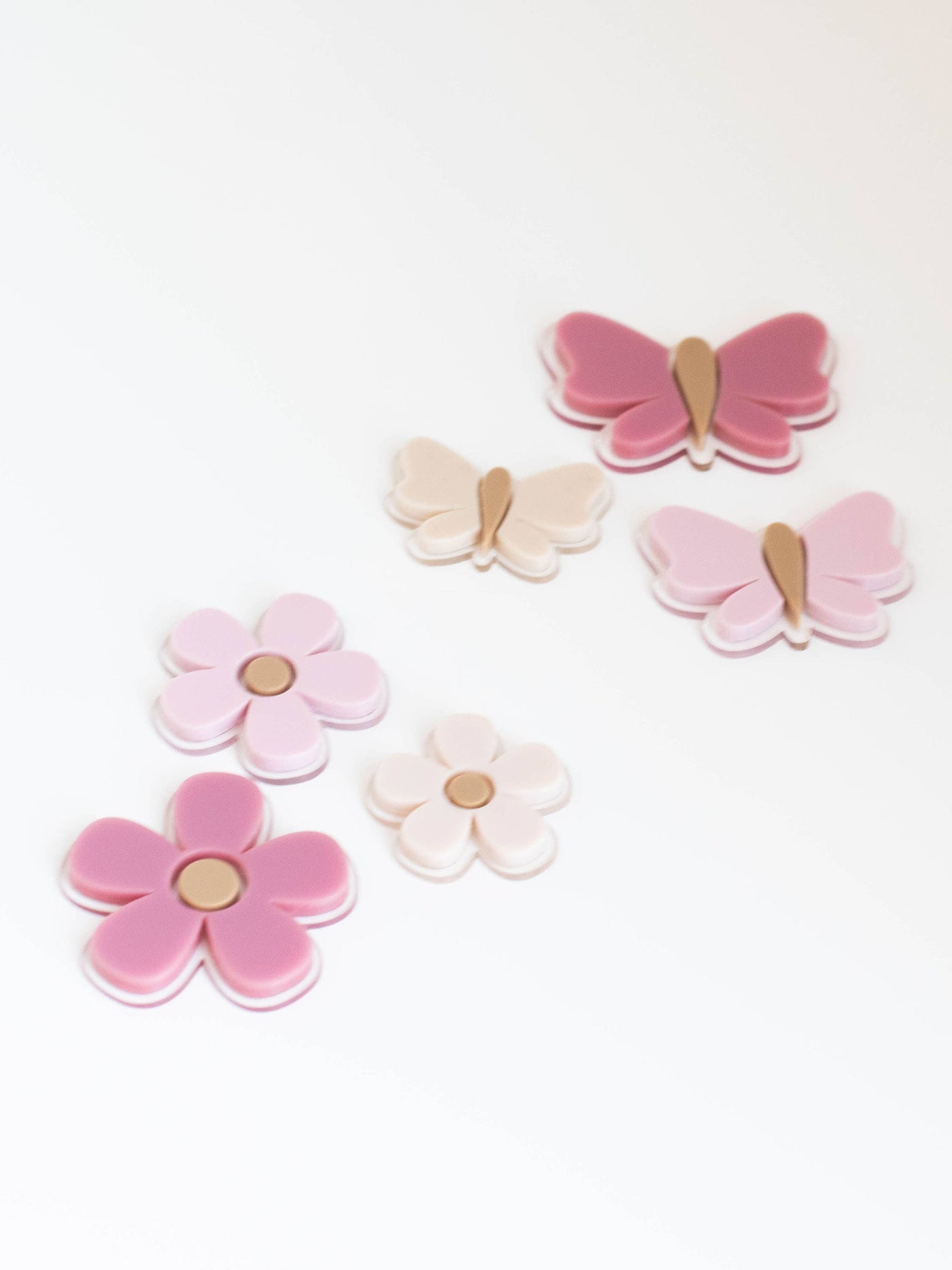 Dollhouse Butterflies + Flowers Wall Decor | Rose Pink Cream: Butterfly Set