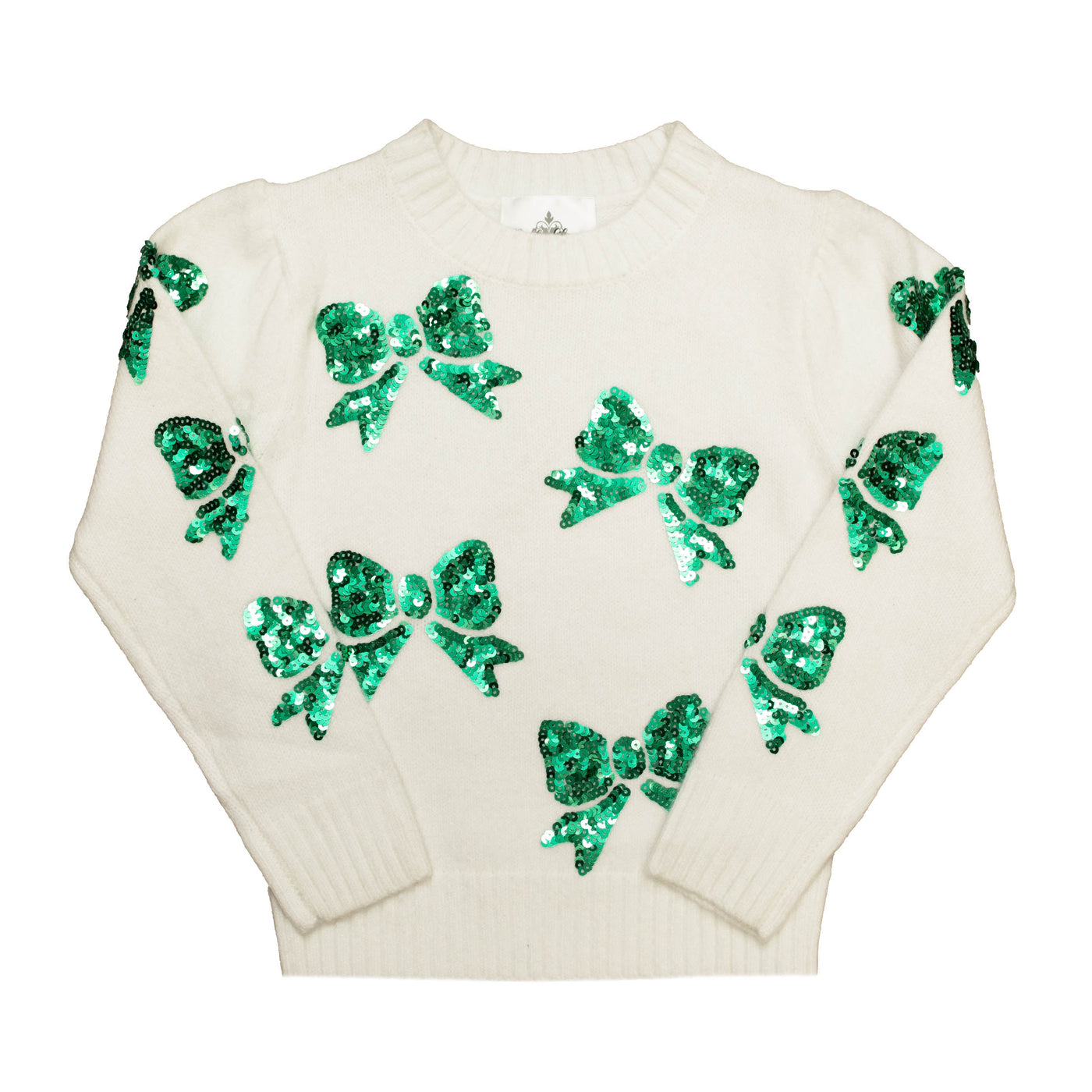 Green Bow Cream Sweater