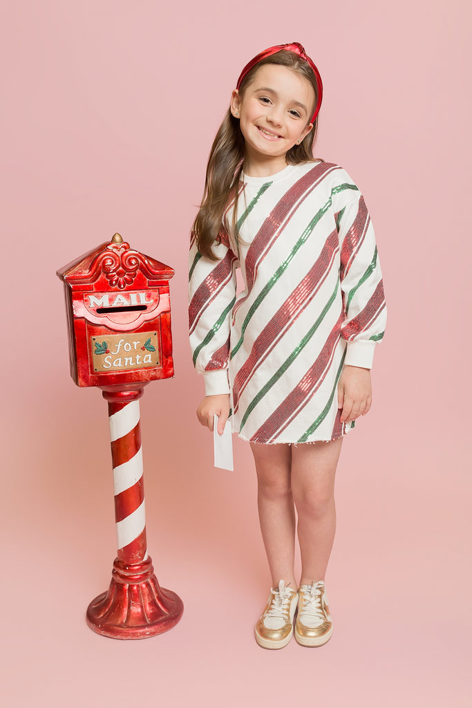 Candy Cane Sweatshirt Dress