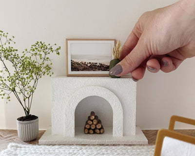 Modern Miniature Dollhouse Fireplace: Marble