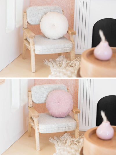 Dollhouse Tufted Round Cushion Pillow | Two Colors: White