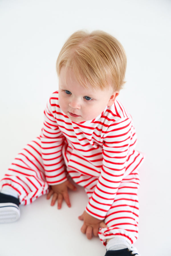 LS Bradford Romper Richmond Red Stripe