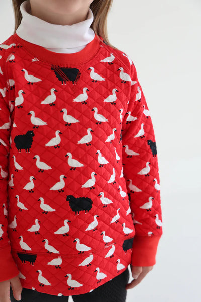 Cassidy Comfy Crewneck Baa Baa Black, Richmond Red (Quilted)