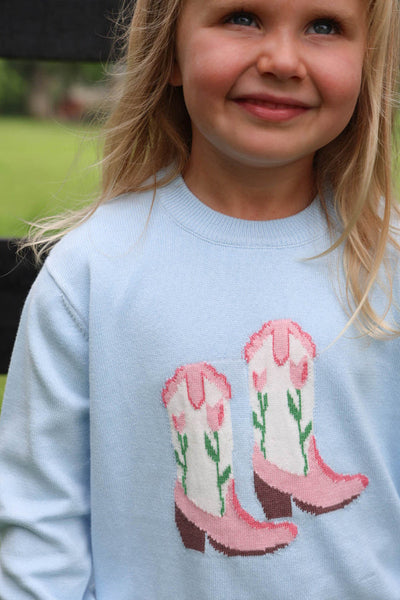 Isabelle's Intarsia Sweater Buck Blue Boot
