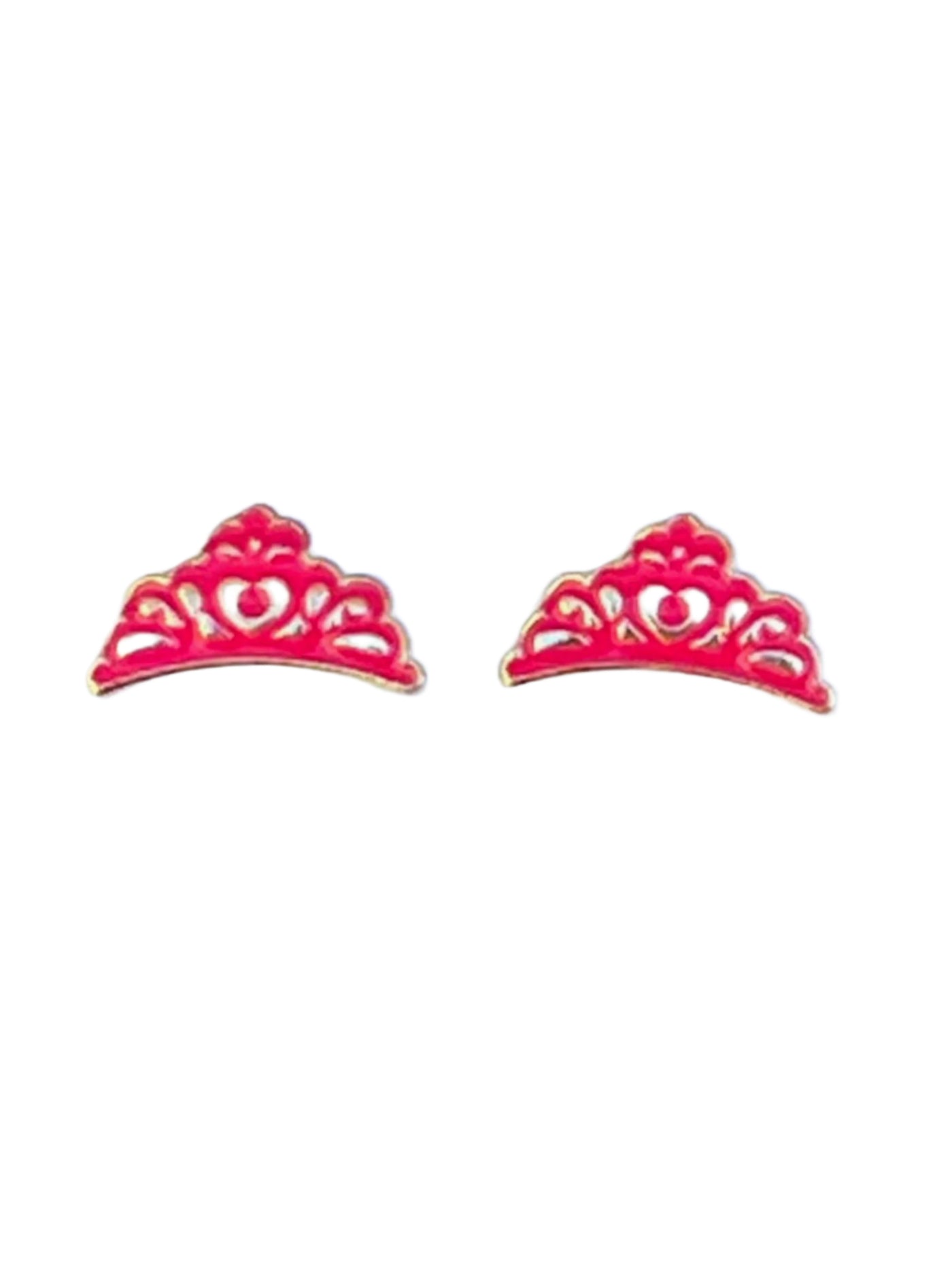 Pink & Gold Crown Earrings