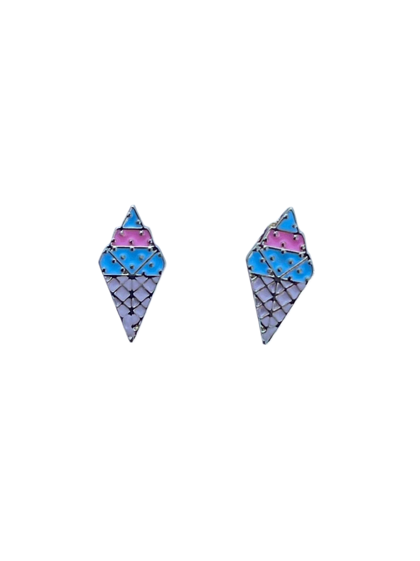 Blue & Pink Ice Cream Cone Earrings
