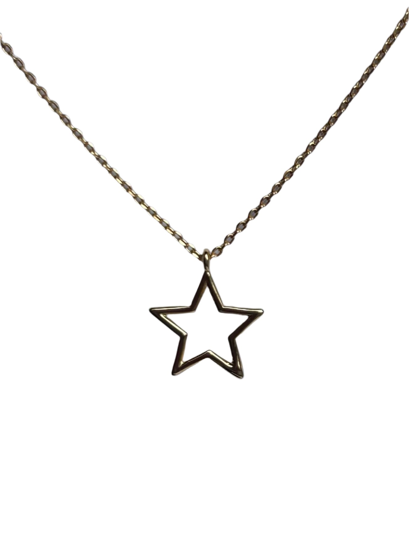 Small Gold Star Outline Pendant Necklace