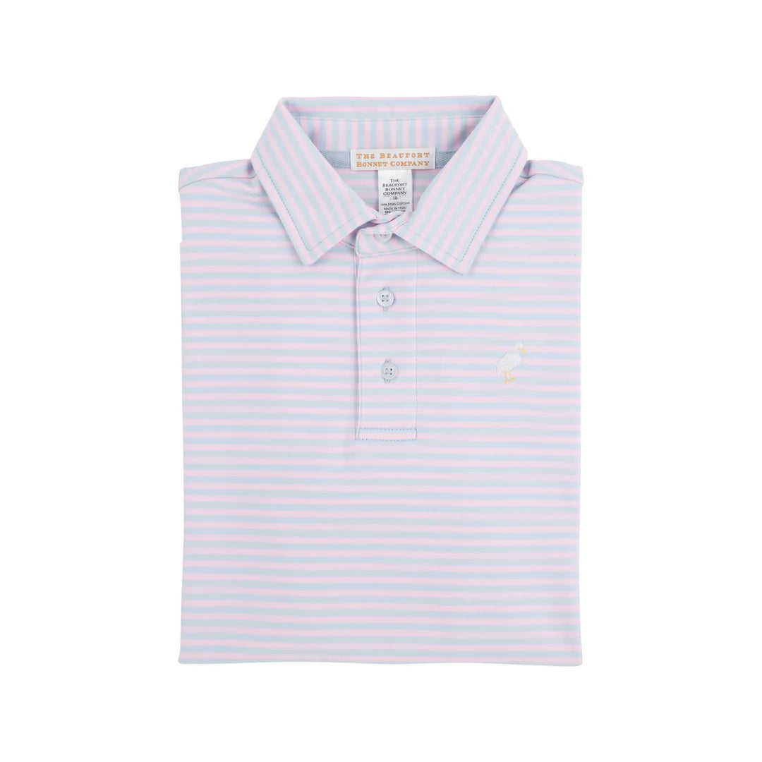 Prim and Proper Polo Buck Blue Palm BP Stripe