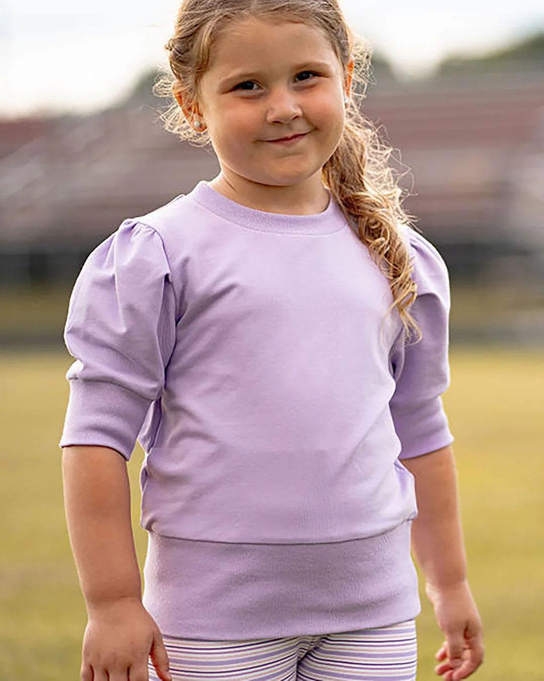 Lavender Maddison Top & Purple Stripe Leggings Set