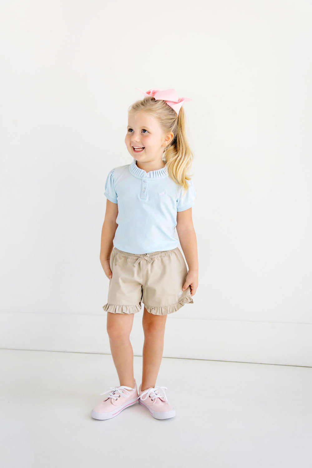 Little Miss Prim and Proper Polo Buckhead Blue with WAW Stork