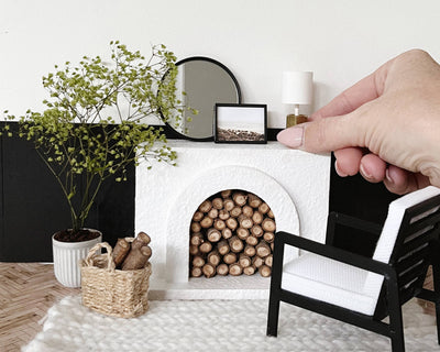 Modern Miniature Dollhouse Fireplace: Marble