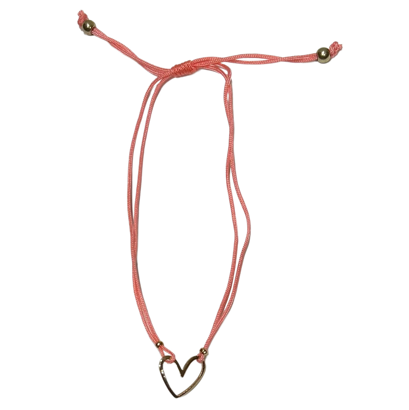 Drawstring Bracelet with Gold Heart Charm (7 Colors)