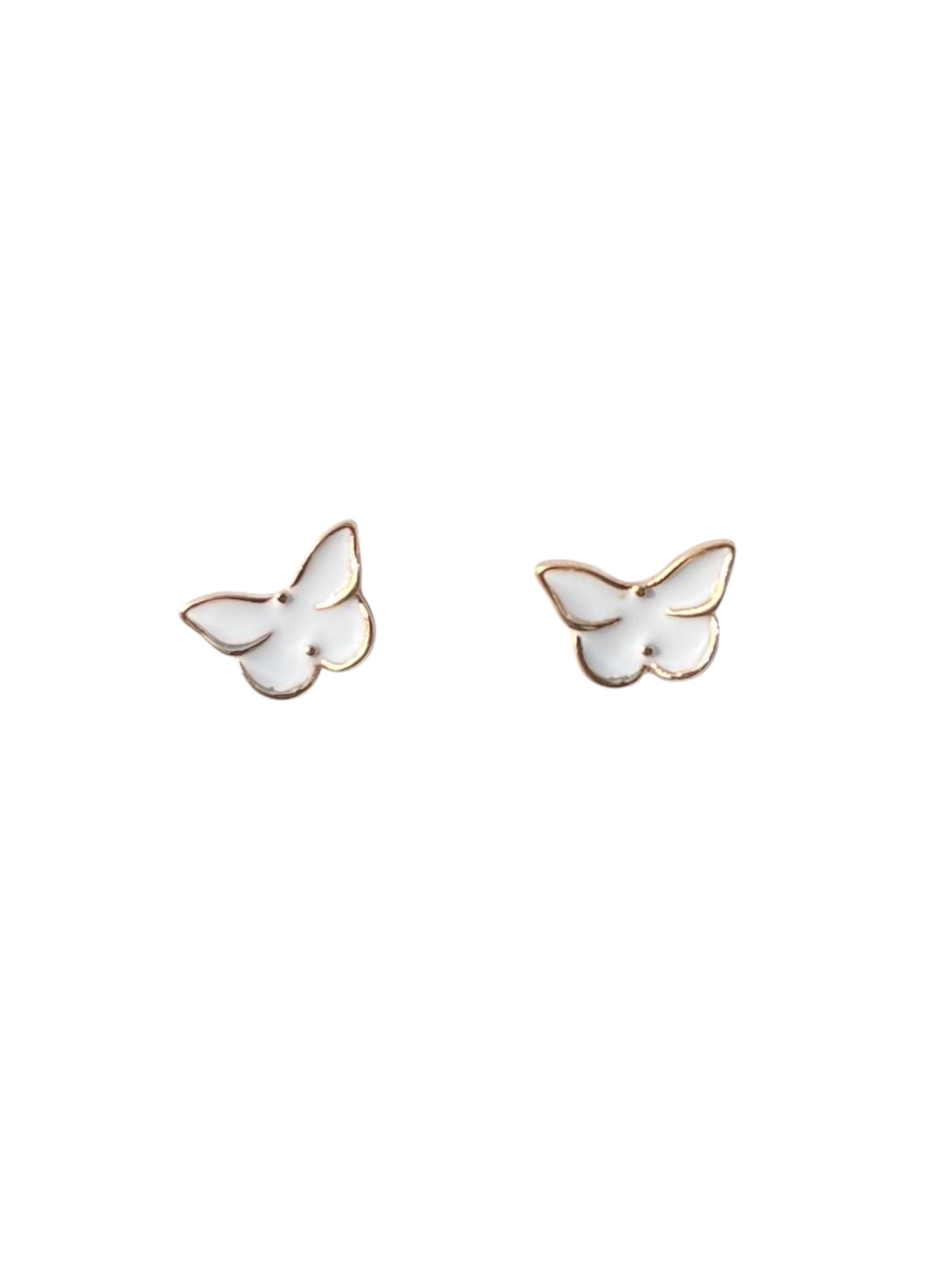 Gold & White Butterfly Earrings