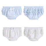 White & Light Blue Knit Ruffle Bloomers