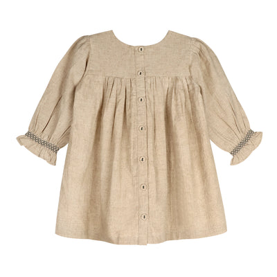 Meadow Breeze Linen Embroidered Oasis Dress 