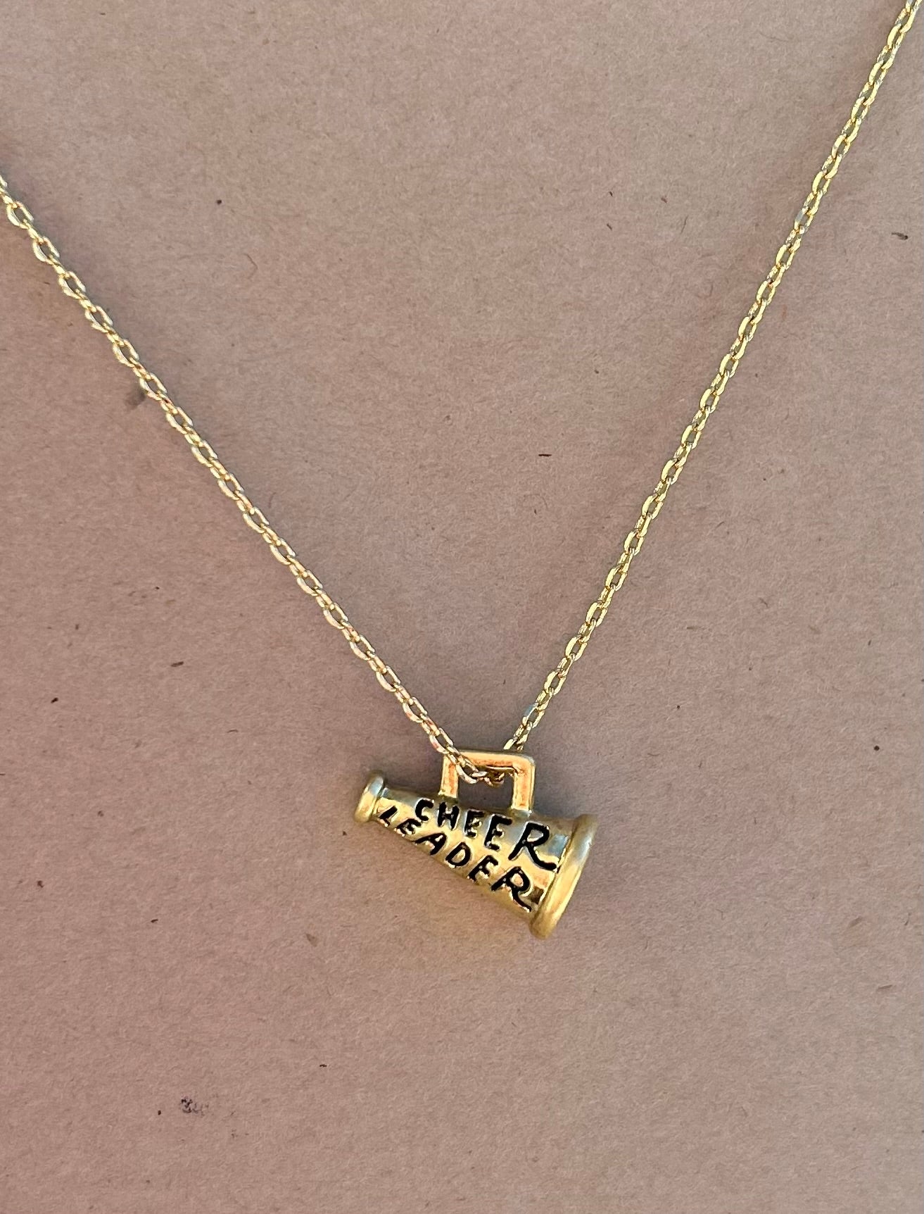 Gold Cheer Megaphone Necklace
