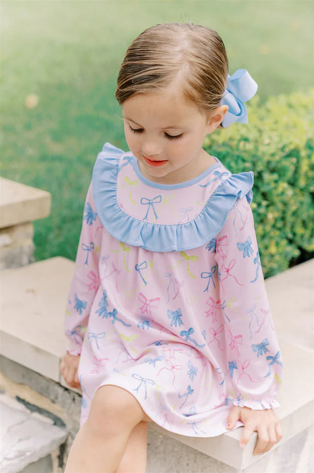 Ribbon Party Long Sleeve Dress