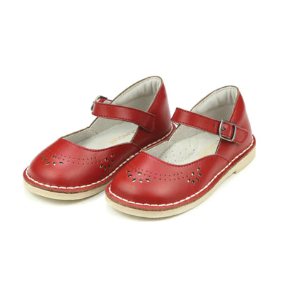 Antonia Perforated Classic Leather Mary Jane Red