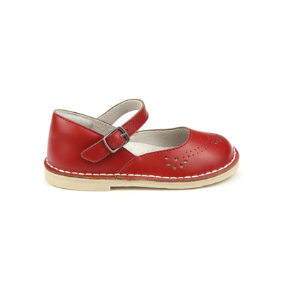 Antonia Perforated Classic Leather Mary Jane Red