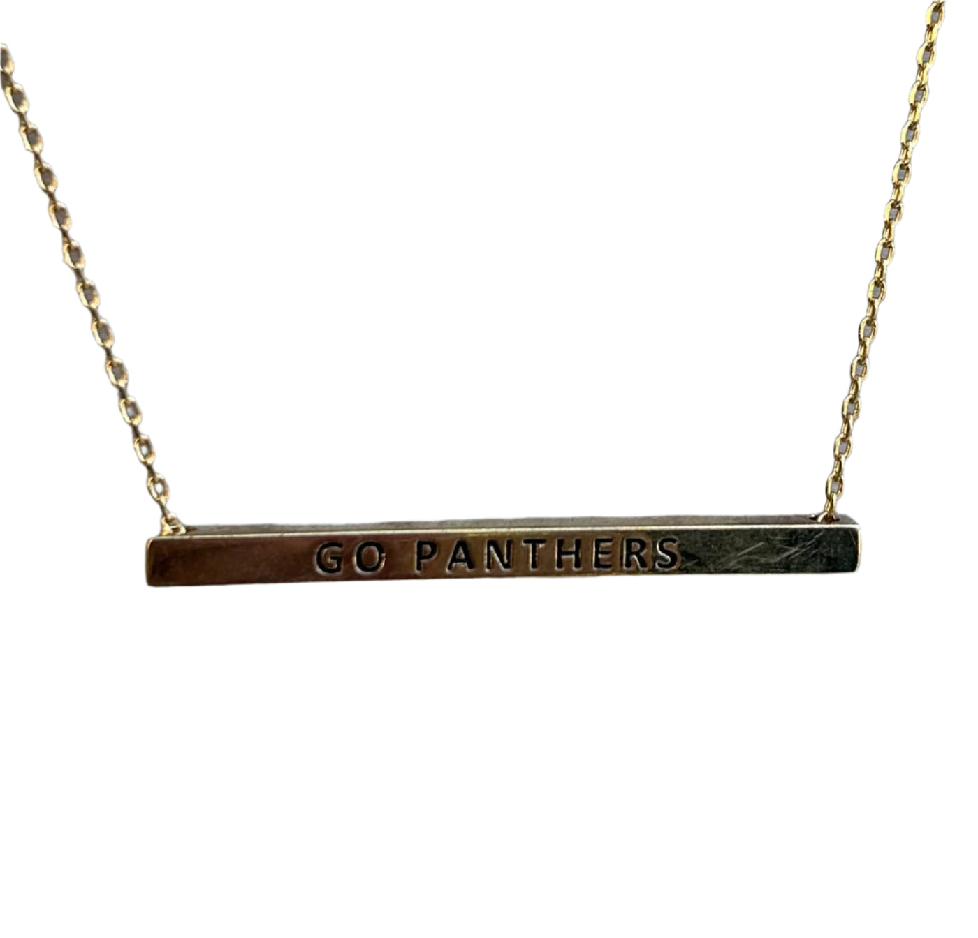 Gold "Go Panthers" Bar Necklace