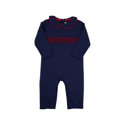 Samuel Smocked Romper Nantucket Navy RR