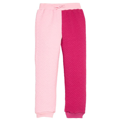 Color Block Jogger Pink & Cranberry Quilted Trellis