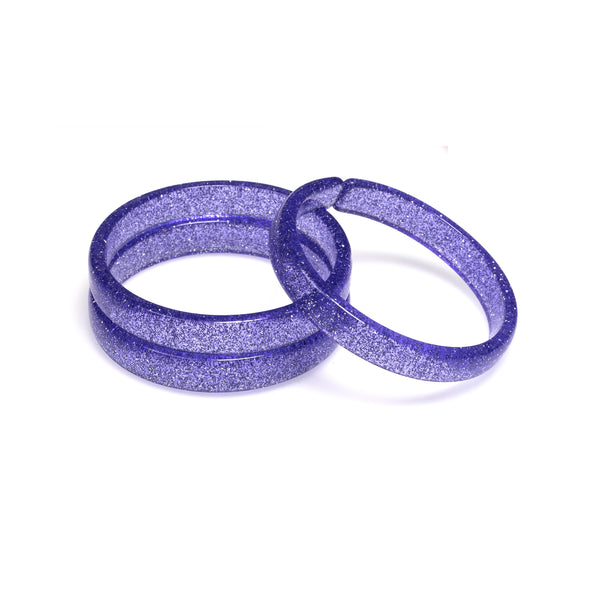 Glitter Purple Bangles (Set of 3)