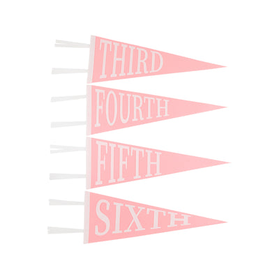 Back To School Pennants "Third"  Hampton's Hot Pink