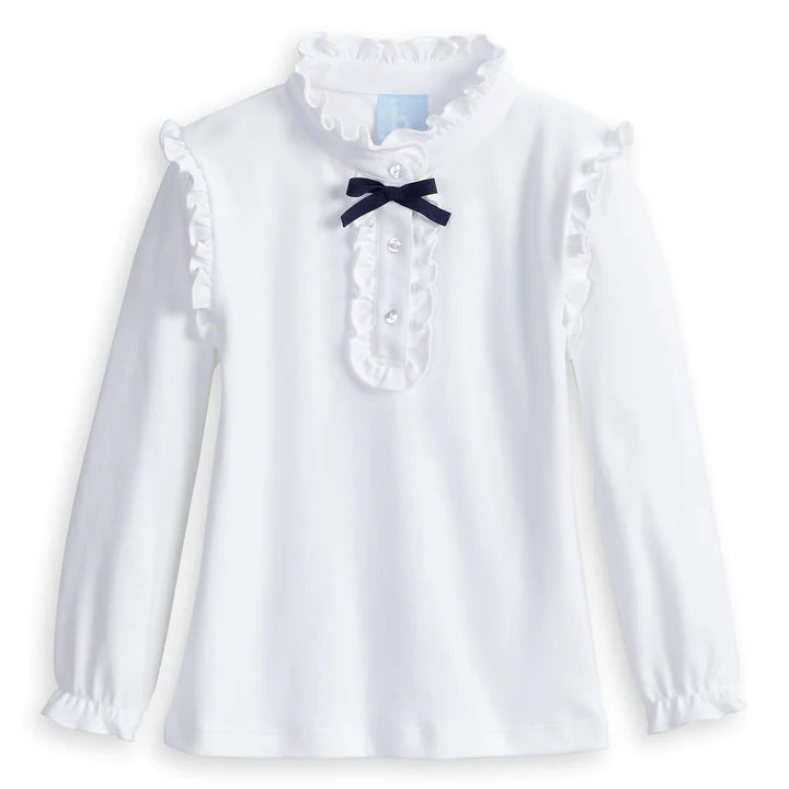 Ruffled Pima Blouse - White