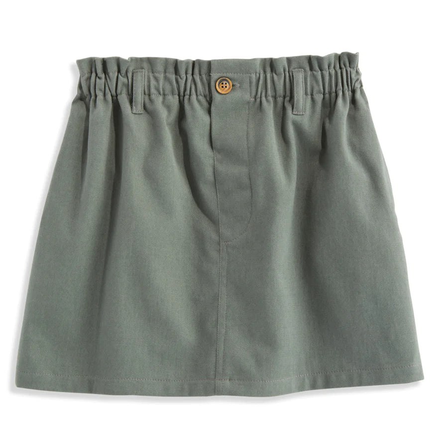 Stretch Twill Paperbag Skirt - Leaf Green Twill