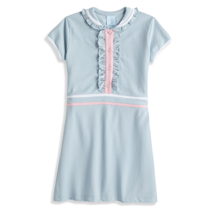 Raleigh Dress Moody Blue with Pink