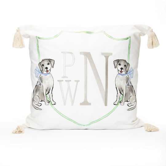 Puppy Dog with Blue Bow Eura Sham Pillow Case