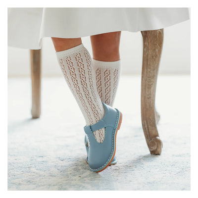 Selina Scalloped T Strap Mary Jane Dusty Blue