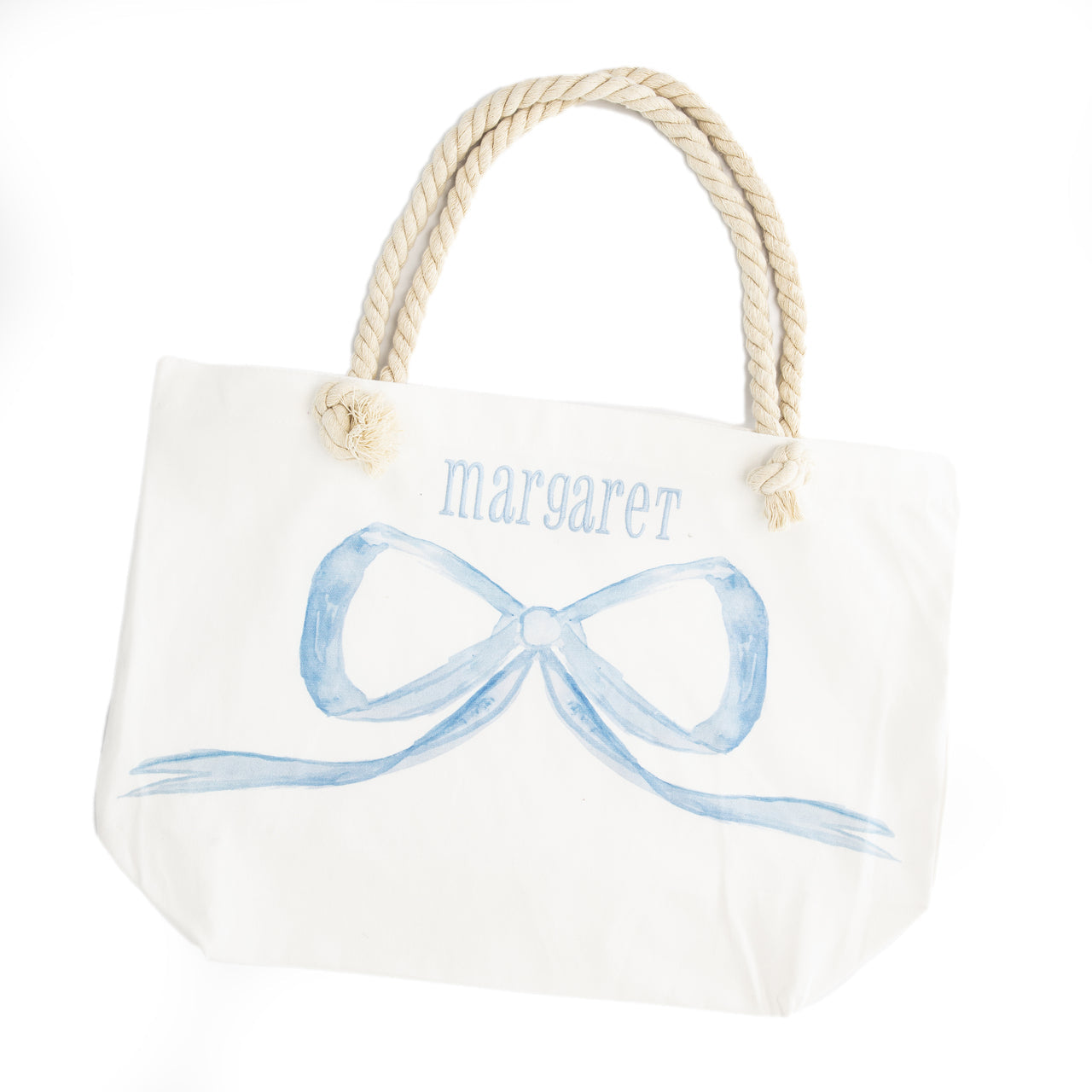 Blue Bow Canvas Tote