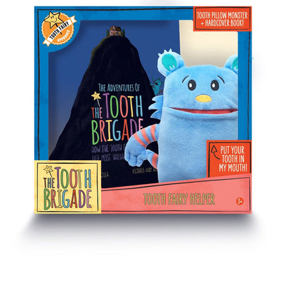 Blue Monster Tooth Fairy Pillow and Tooth Fairy Book Set