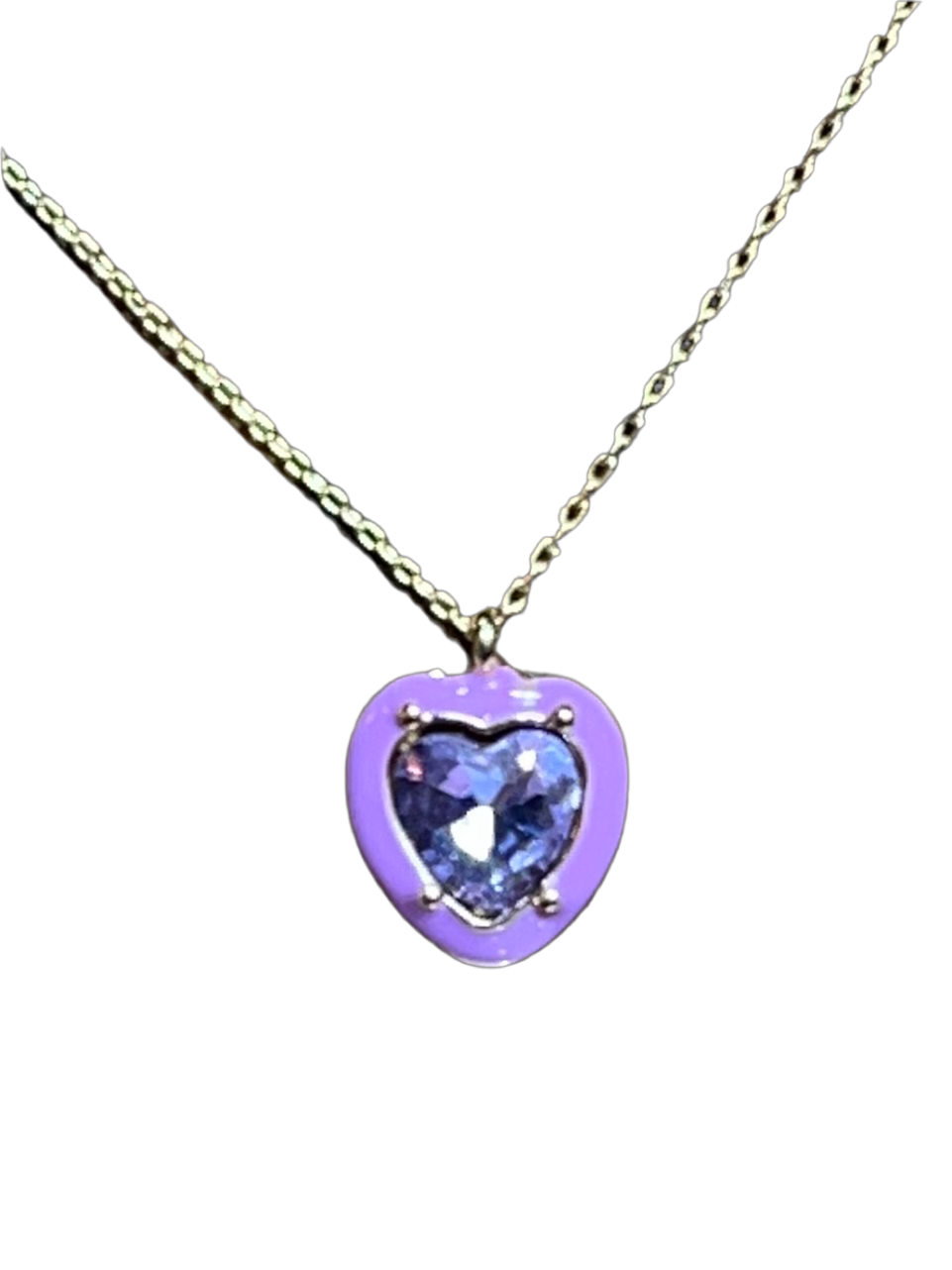 Enamel Purple Heart Necklace