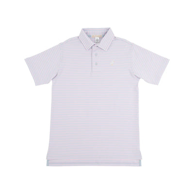 Prim and Proper Polo Buck Blue Palm BP Stripe