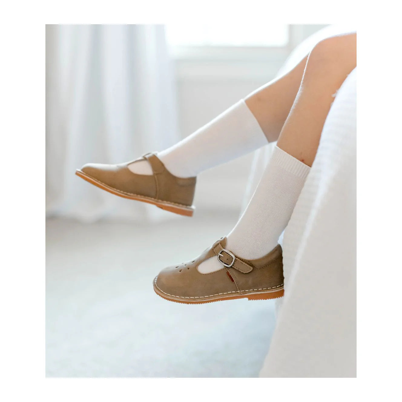 Joy Classic Nubuck Leather T Strap Mary Jane Nubuck Khaki