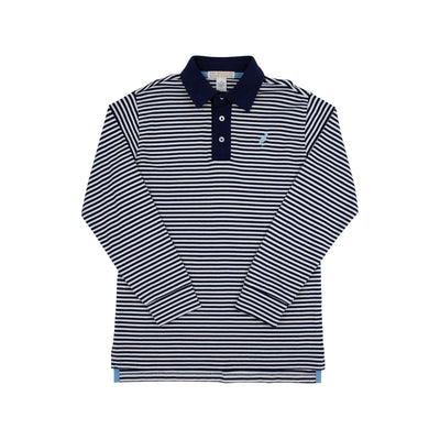 Prim and Proper Polo LS NanNavy Stripe Beale SB