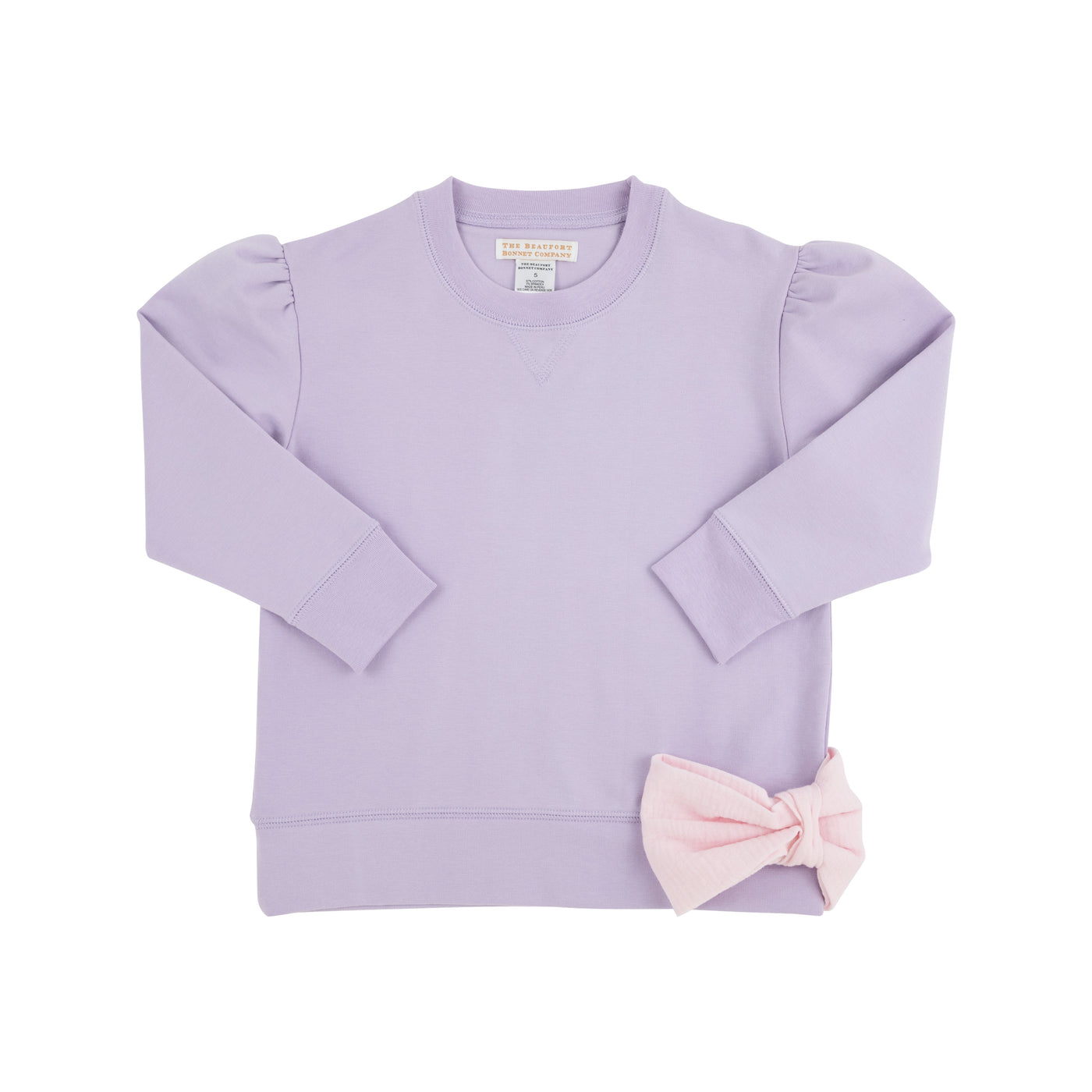Cassidy Comfy Crewneck Puff Sleeve Bow Lauderdale Lav Palm BP