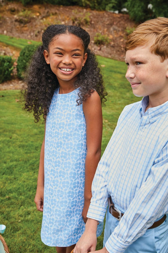 Classic Shift Dress Blue Jacquard