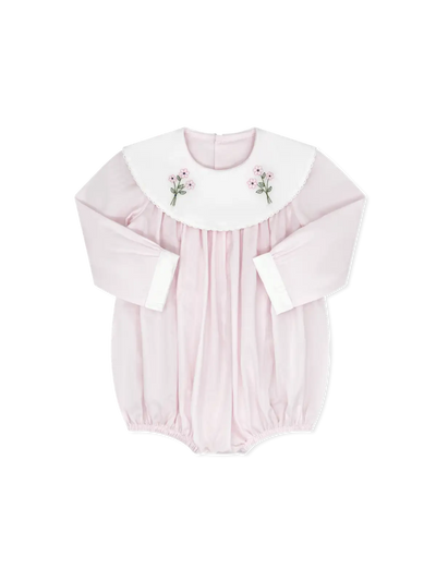 Sandra Bubble Long Sleeve Blessing Pink Batiste, Flowers
