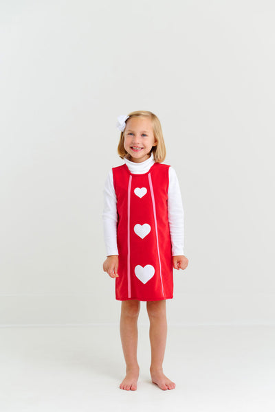 Annie Apron Dress Richmond Red, Worth Ave White, Hearts