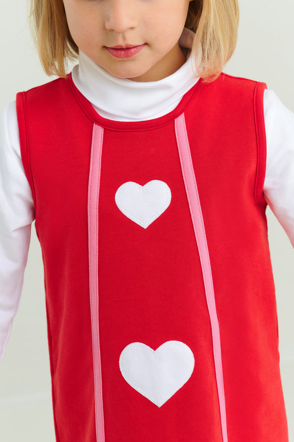 Annie Apron Dress Richmond Red, Worth Ave White, Hearts