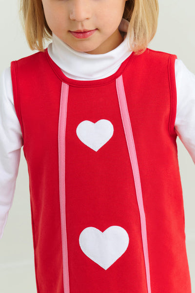 Annie Apron Dress Richmond Red, Worth Ave White, Hearts