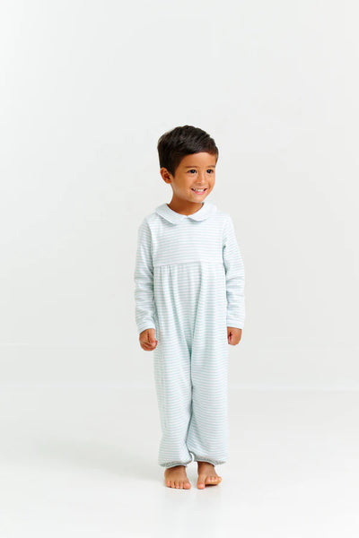 LS Bradford Collar Romper Old Greenwich Green Stripe
